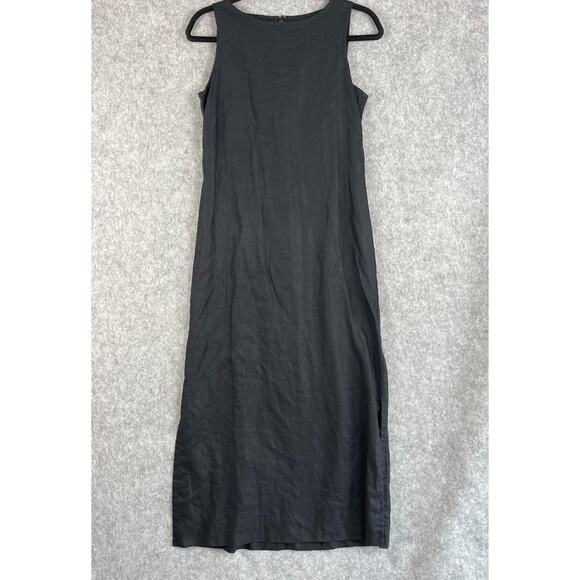 Ann Taylor Dresses & Skirts - Vintage Ann Taylor Linen Dress Womens 10P Black Sleeveless Slits Minimal Modest